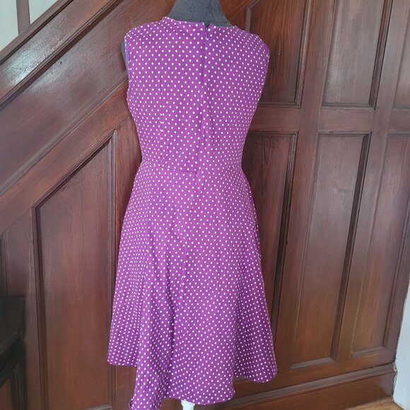 Vintage-Style Purple Polka Dot Dress Sleeveless A-Line XXL - Picture 3 of 4